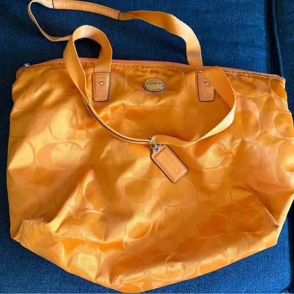 Coach Orange Signature Jacquard Tote - Picture 8 of 8